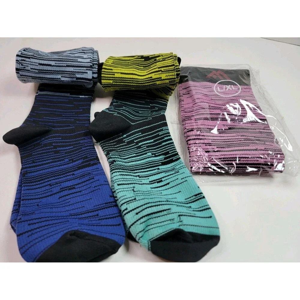 High-Class Mix Compression Socks L/XL Washed Once, Never Worn, Multicolor 3 Pair